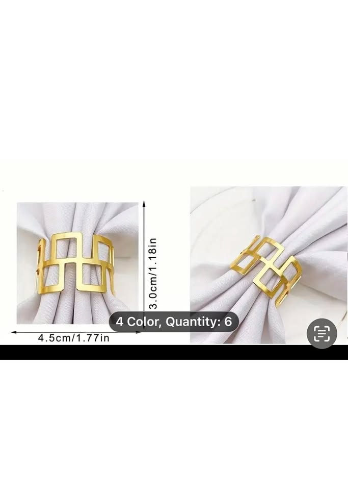 Gold and silver napkin rings with elegant napkins